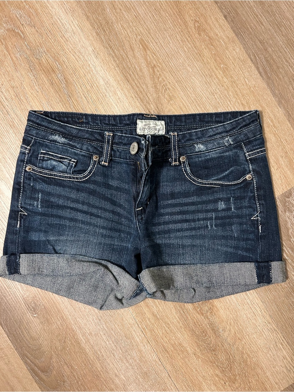 Aeropostale Dark Blue Cuffed Denim Shorts - Women's